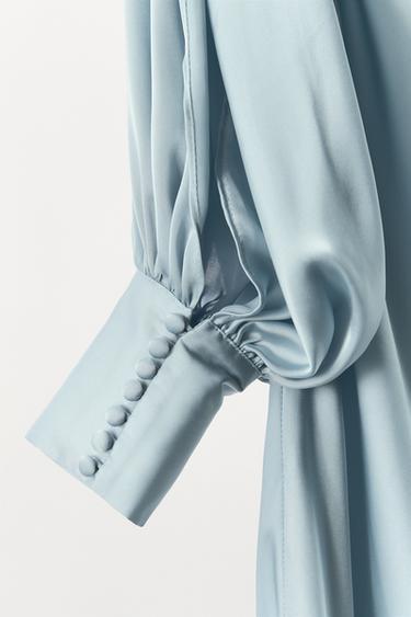 OPEN-BACK SATIN DRESS - Light blue by Zara - Image 8