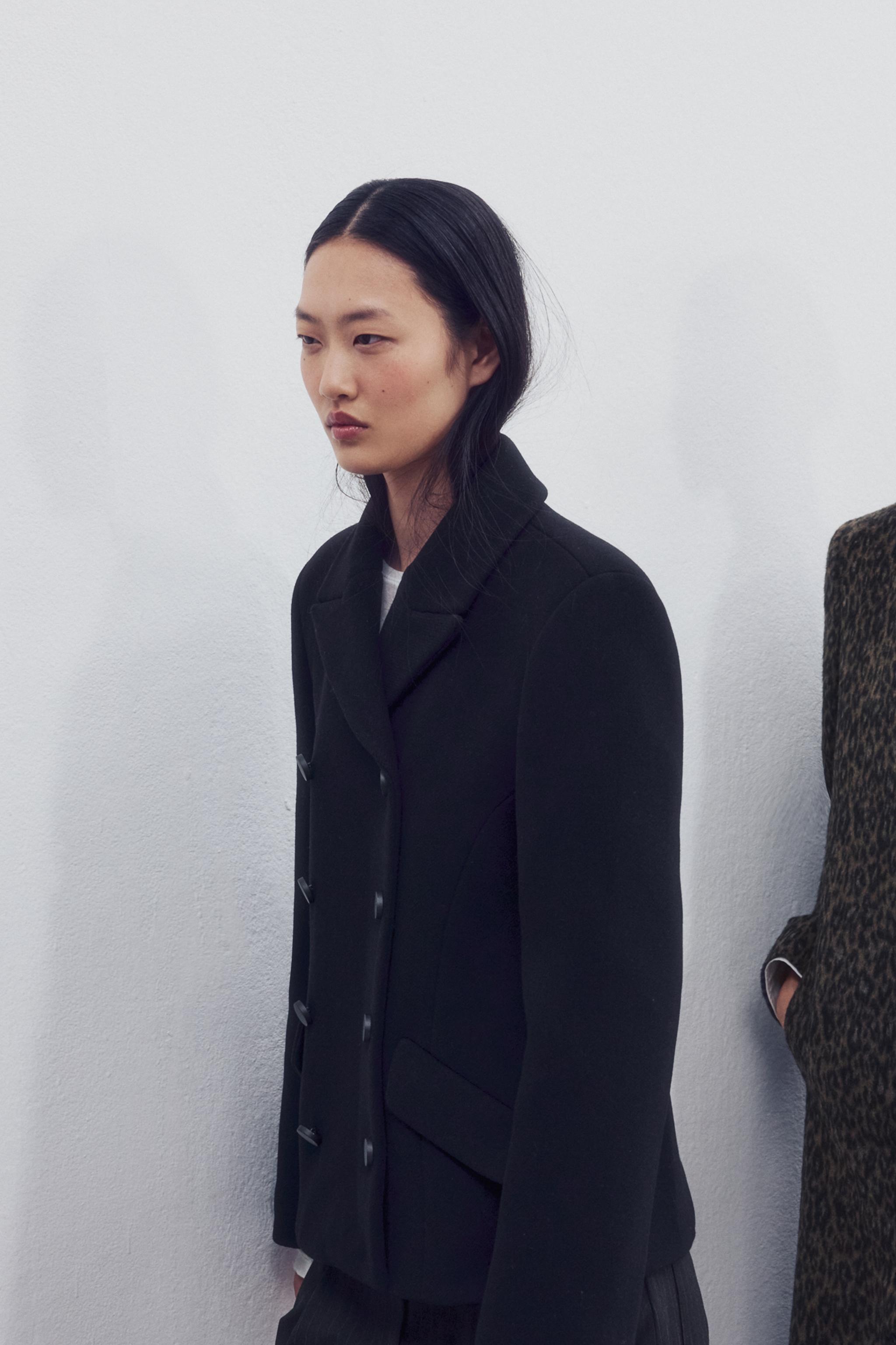 ジャケット・アウター wool blend short coat 90s ZW Collection Wool-Blend Short Coat - Black | ZARA United States