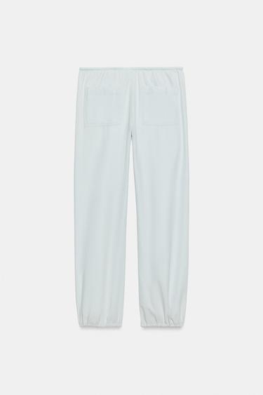 PANTALON FLUIDE À CORDONS - Bleu clair de Zara - Image 6
