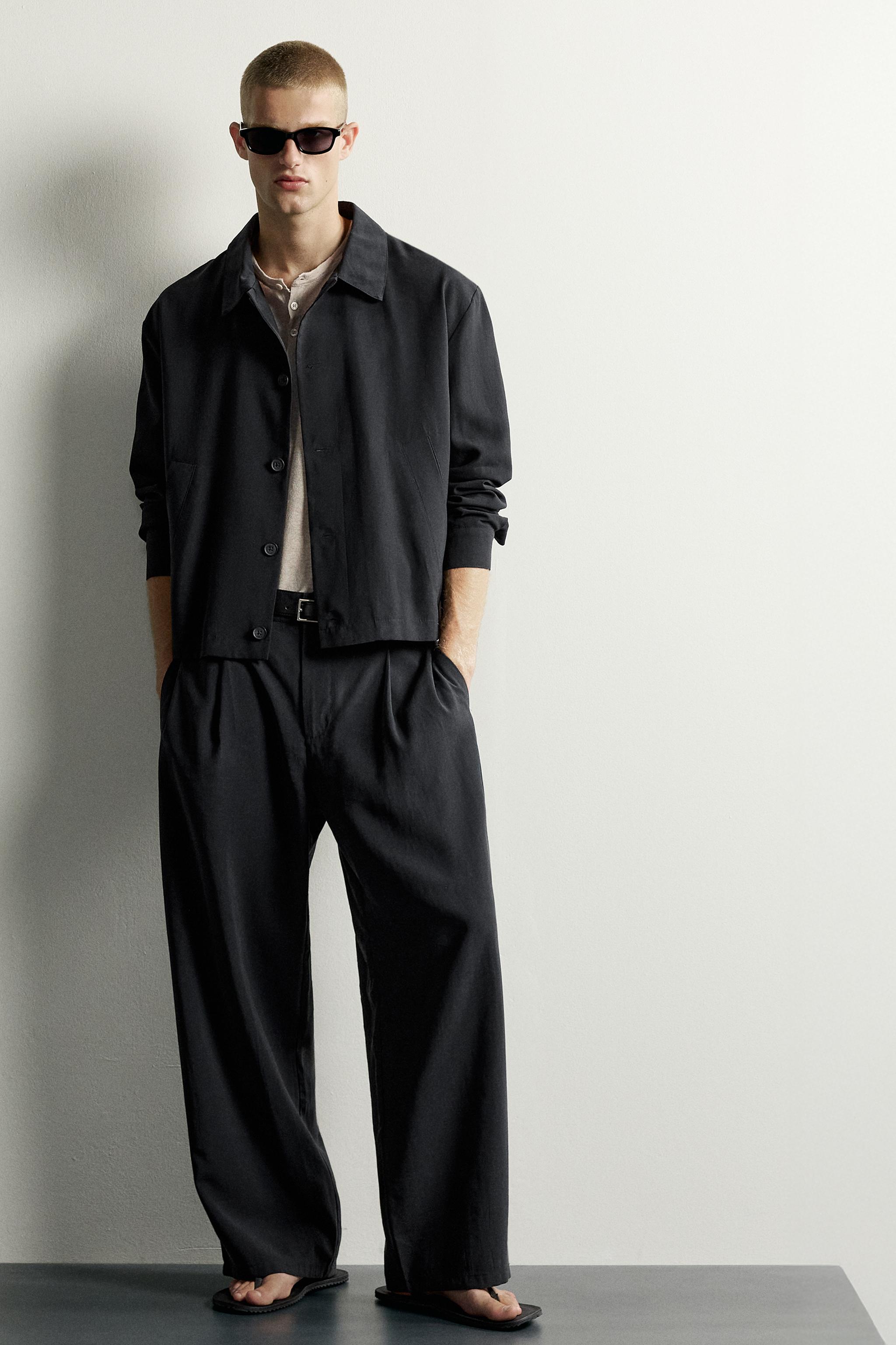 Zara BOXY FIT DÖKÜMLÜ İNCE CEKET görsel 7
