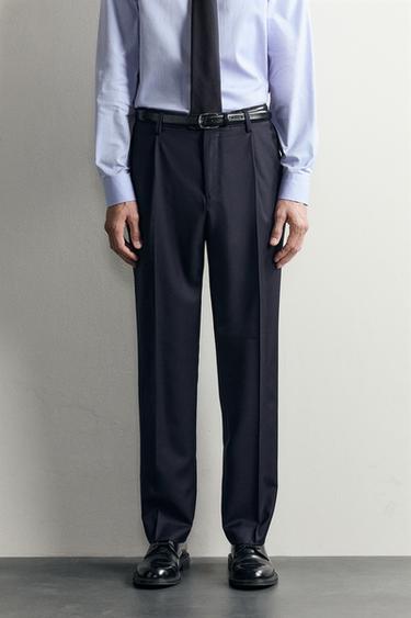 100% WOOL SUIT PANTS — Navy blue 2