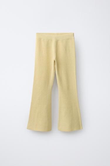 KNITTED FLARE TROUSERS - Light yellow by Zara