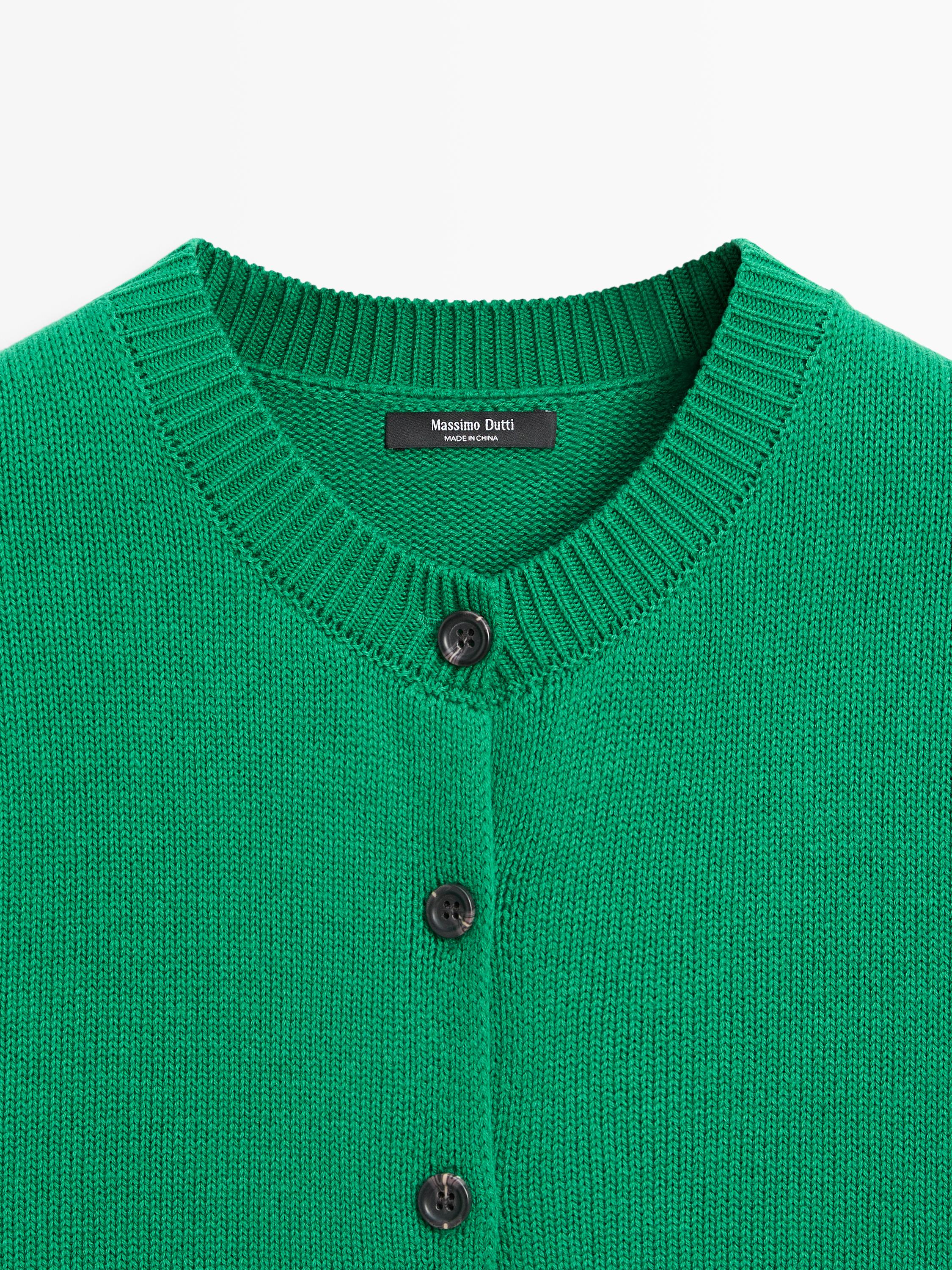 Cotton blend short sleeve knit cardigan