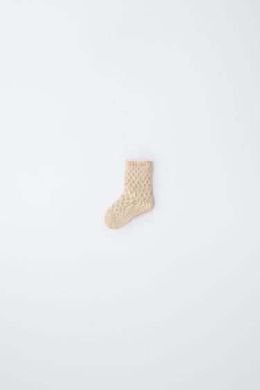 KNIT WOOL SOCKS - Beige-pink by Zara