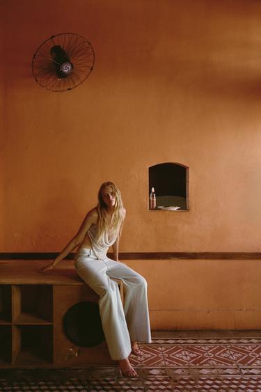 JEANS ZW COLLECTION PALAZZO TIRO ALTO - Azul claro de Zara