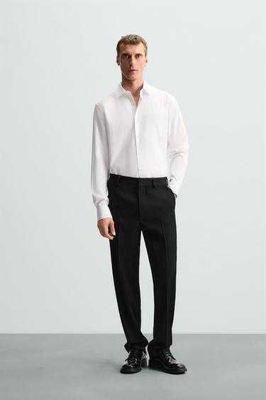 CAMISA REGULAR FIT ESTRUCTURA - Blanco de Zara - Imagen 0