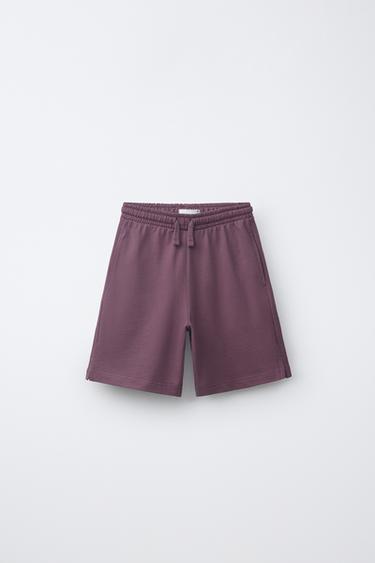 ENSEMBLE JOGGING T-SHIRT ET BERMUDA À INSCRIPTION - mauve cassé de Zara - Image 4