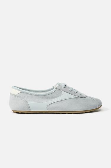 DERBYS COMBINÉES PLATES - Bleu de Zara