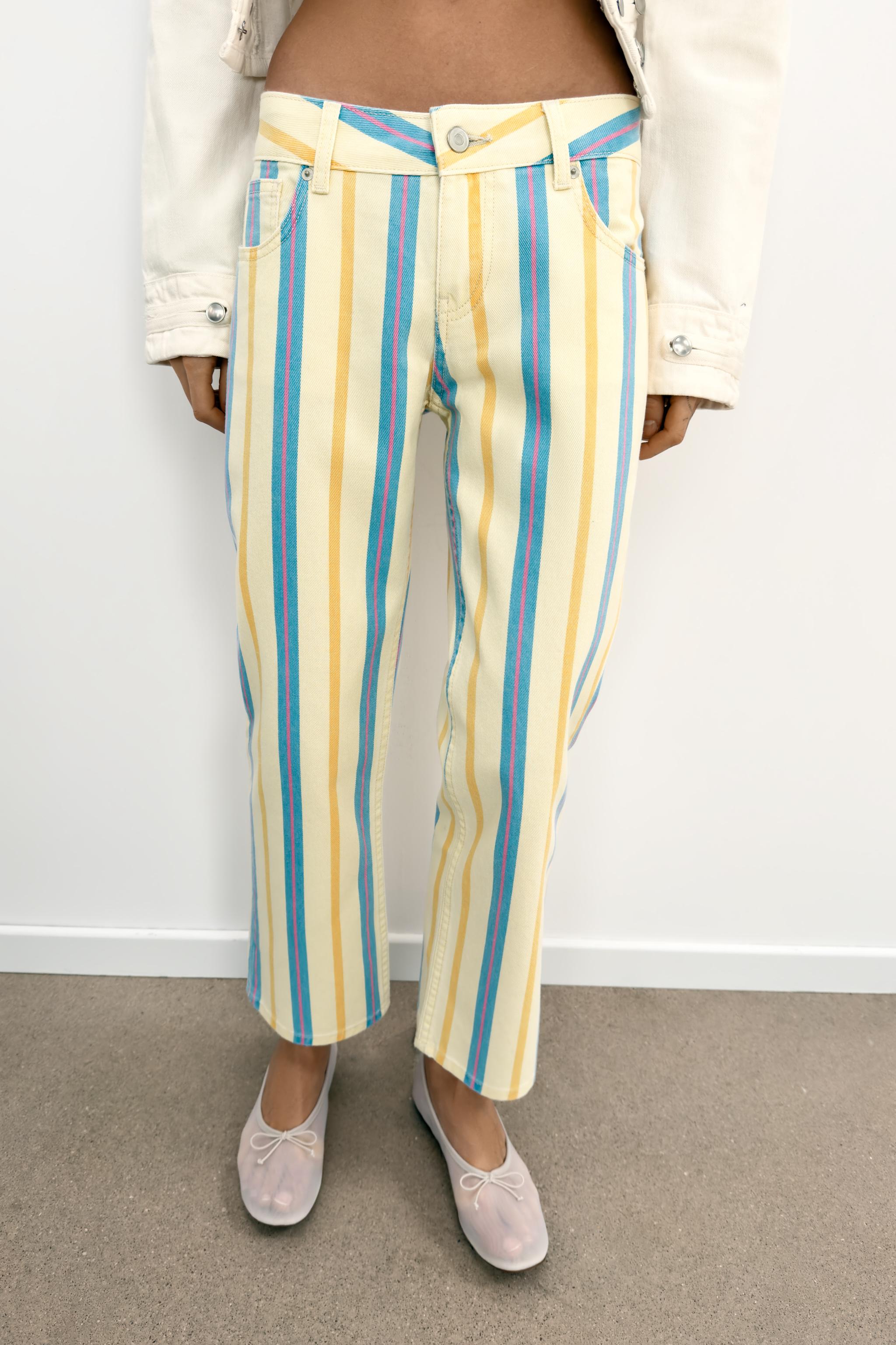LOW RISE STRIPED STRAIGHT LEG TRF JEANS