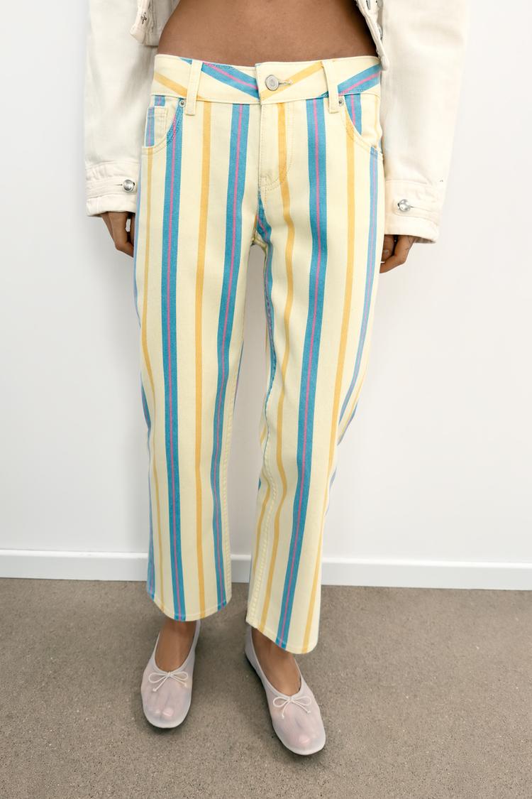 LOW RISE STRIPED STRAIGHT LEG TRF JEANS