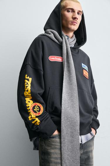 سويت شيرت برقع ممزوجة - أسود by Zara