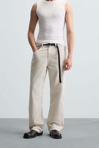 RELAXED STRAIGHT-LEG JEANS - Ecru by Zara