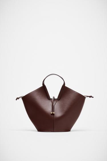 TOTE BASKET BAG - Burgundy Red by Zara