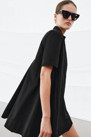 فستان قصير بوبلين ZW COLLECTION - أسود الخاص بـ Zara