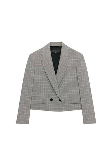 BLAZER CORTA CUADROS - Grises de Zara