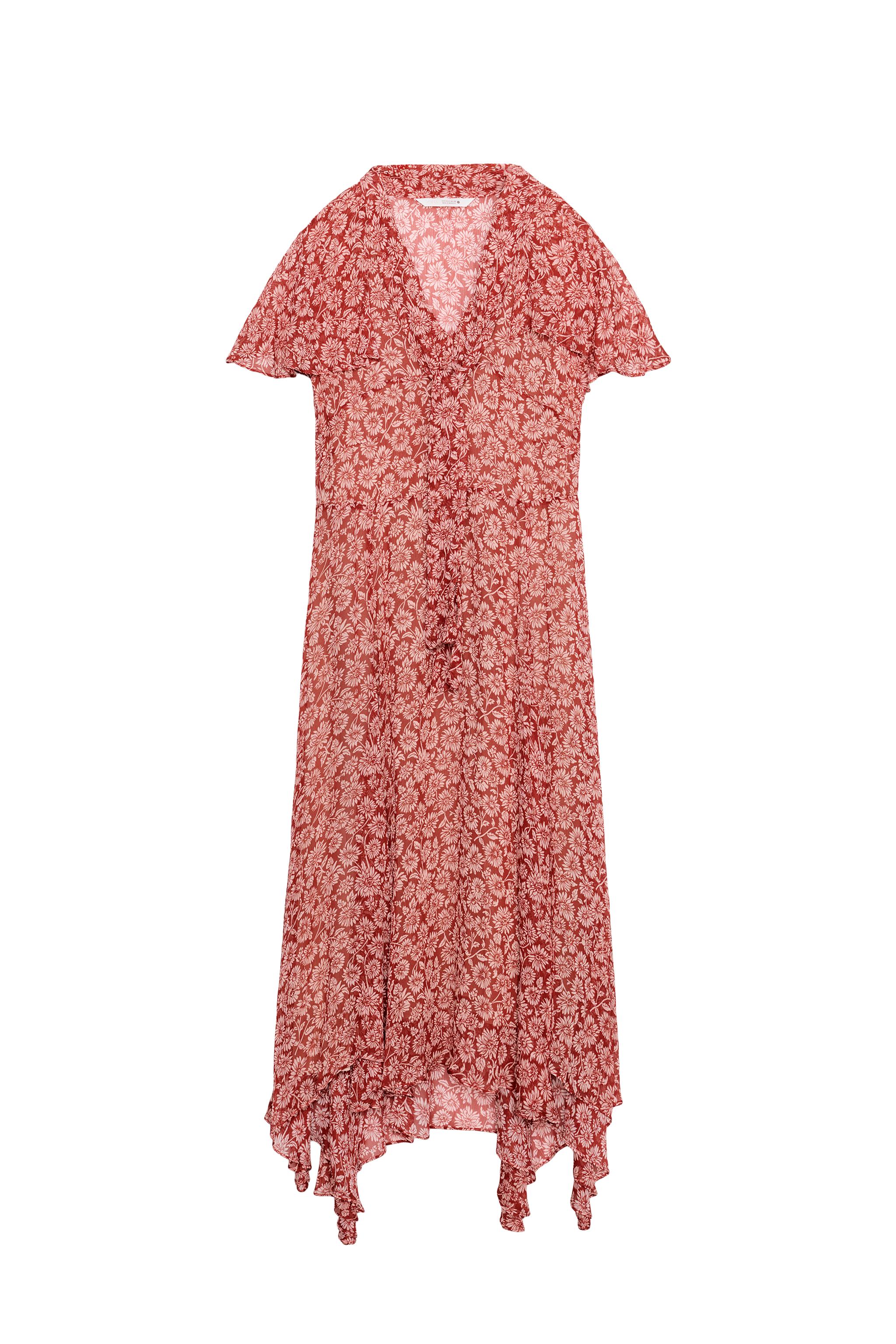 ROCHIE IMPRIMATĂ CU FLORI ZW COLLECTION - Roșu / Alb | ZARA România