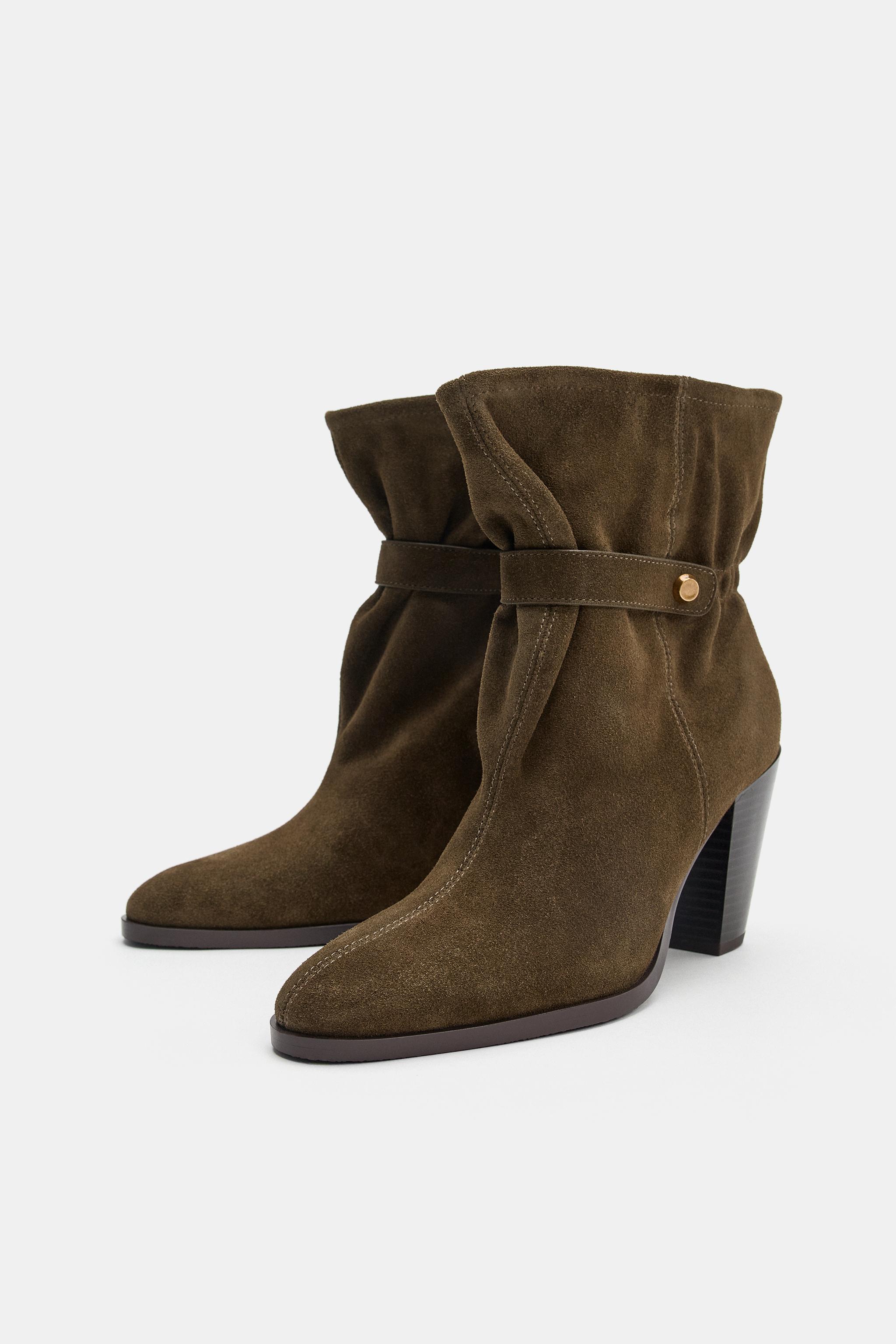 Женские ботинки Zara SUEDE SLOUCHY ANKLE BOOTS — фото 5