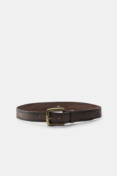 100% LEATHER BELT — Dark brown 1