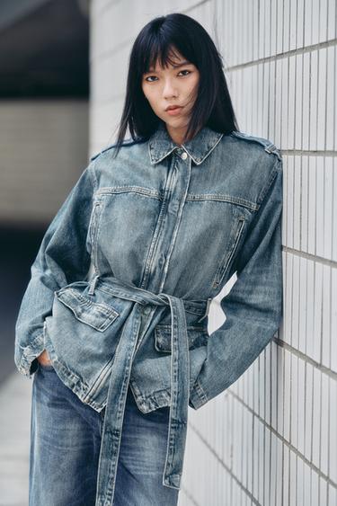 TRF LONG DENIM JACKET - Blue by Zara