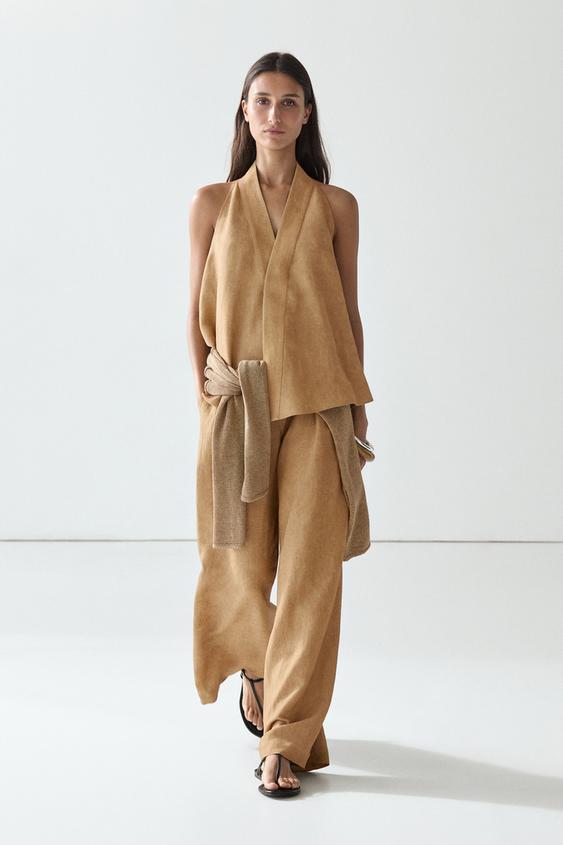 Linen blend crossover top from Zara - $180