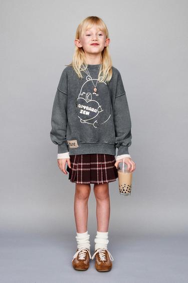 Zara GLITTER CAPYBARA CAPYFUN © SWEATSHIRT - Anthracite grey