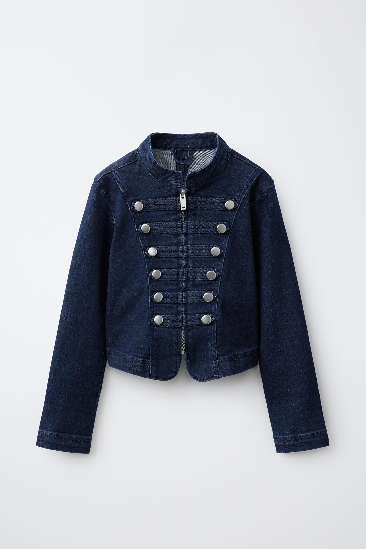 DENIM JACKET WITH FROG FASTENING — Blue