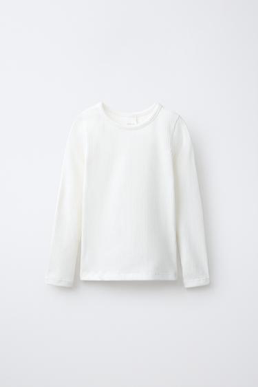 CAMISETA RIB - Blanco roto de Zara