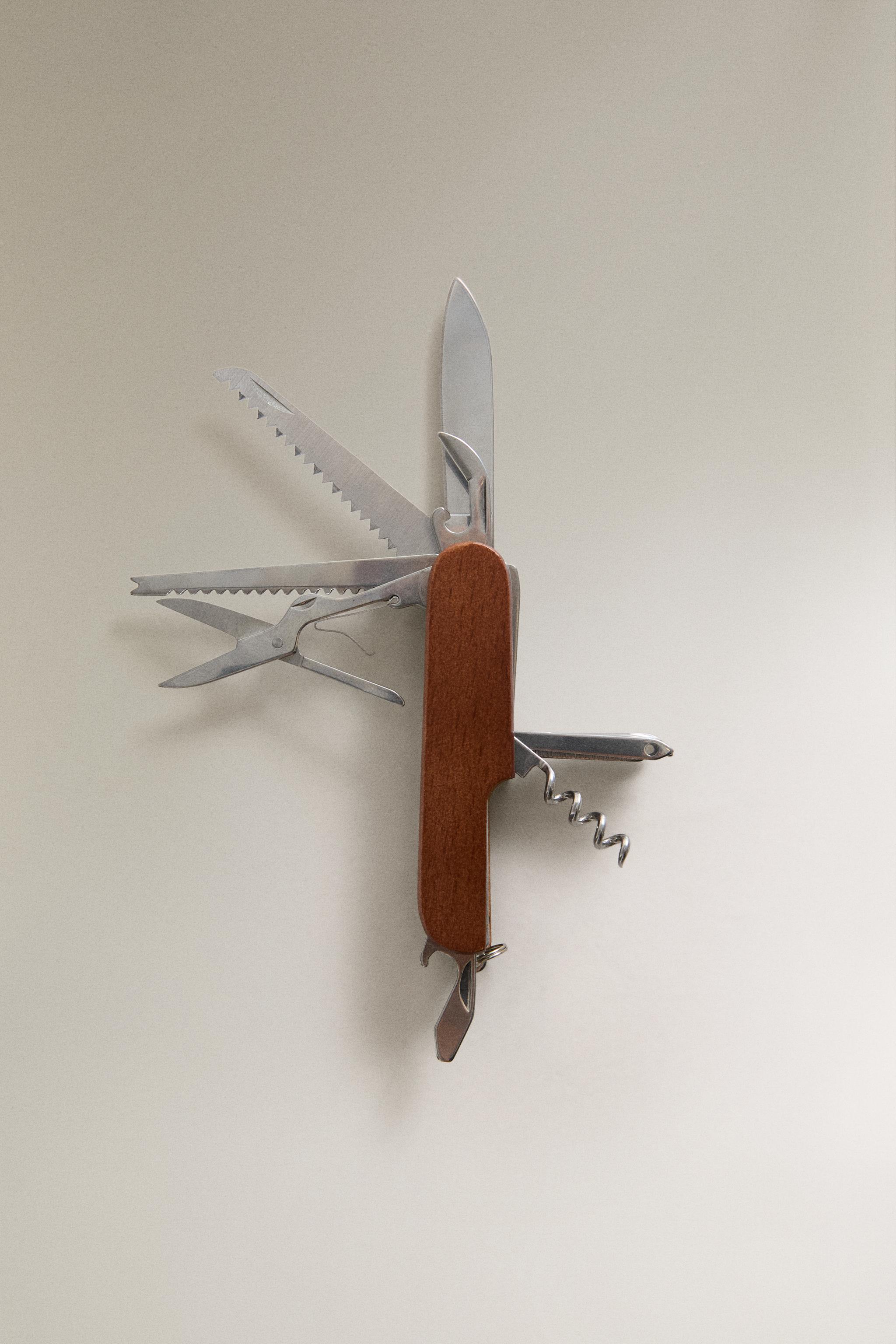 MULTIPURPOSE POCKET KNIFE AND SHEATH — Brown