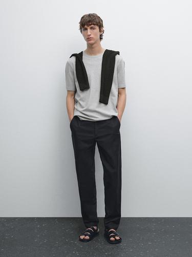 Zara 100% cotton short sleeve T-shirt - Gray marl - Image 0