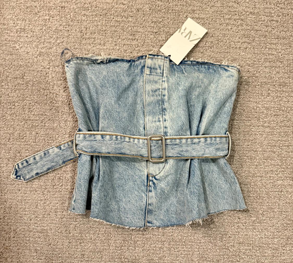 TRF STRAPLESS DENIM TOP