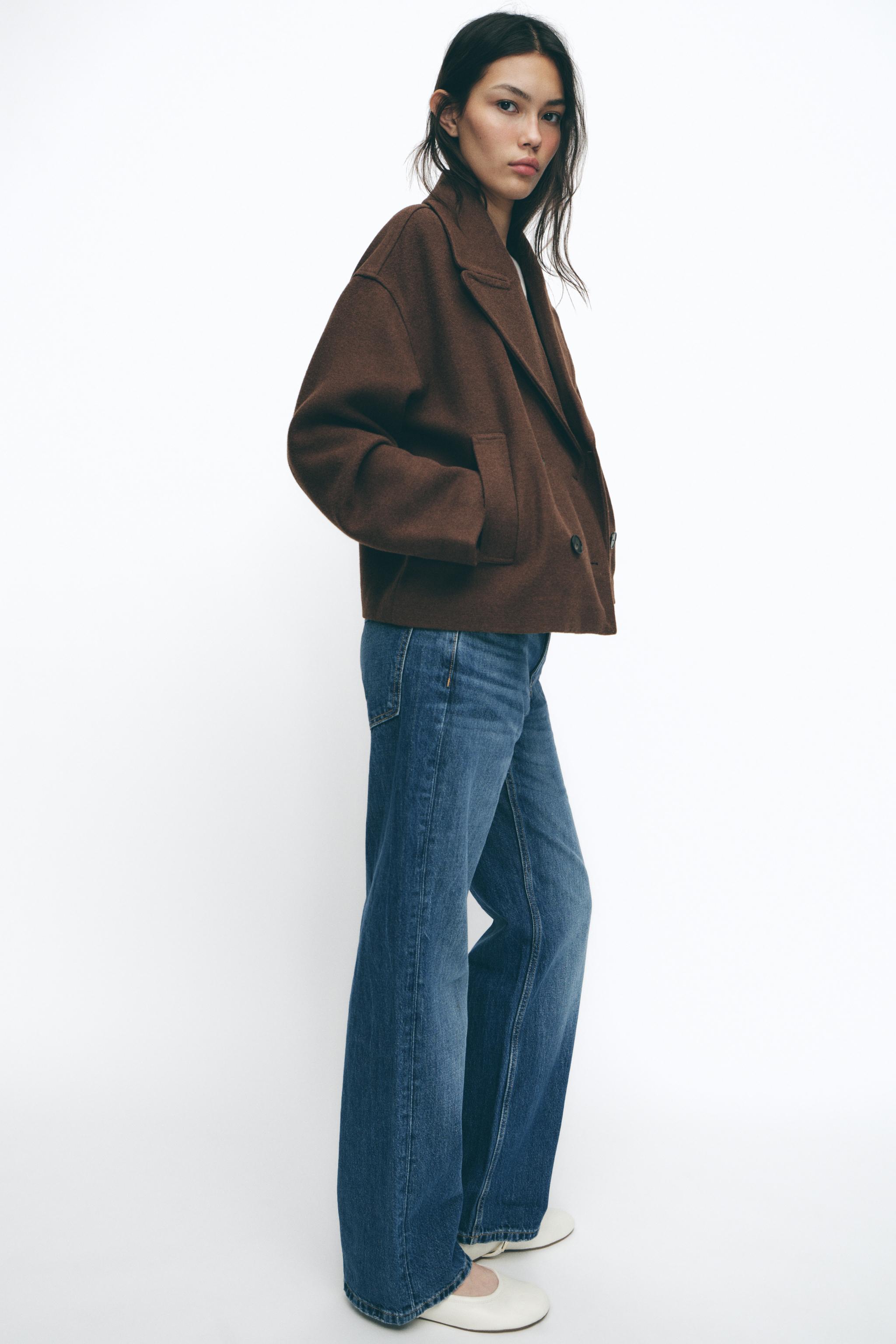 ダブルブレストショート丈コート - ブラウン | ZARA Japan / 日本