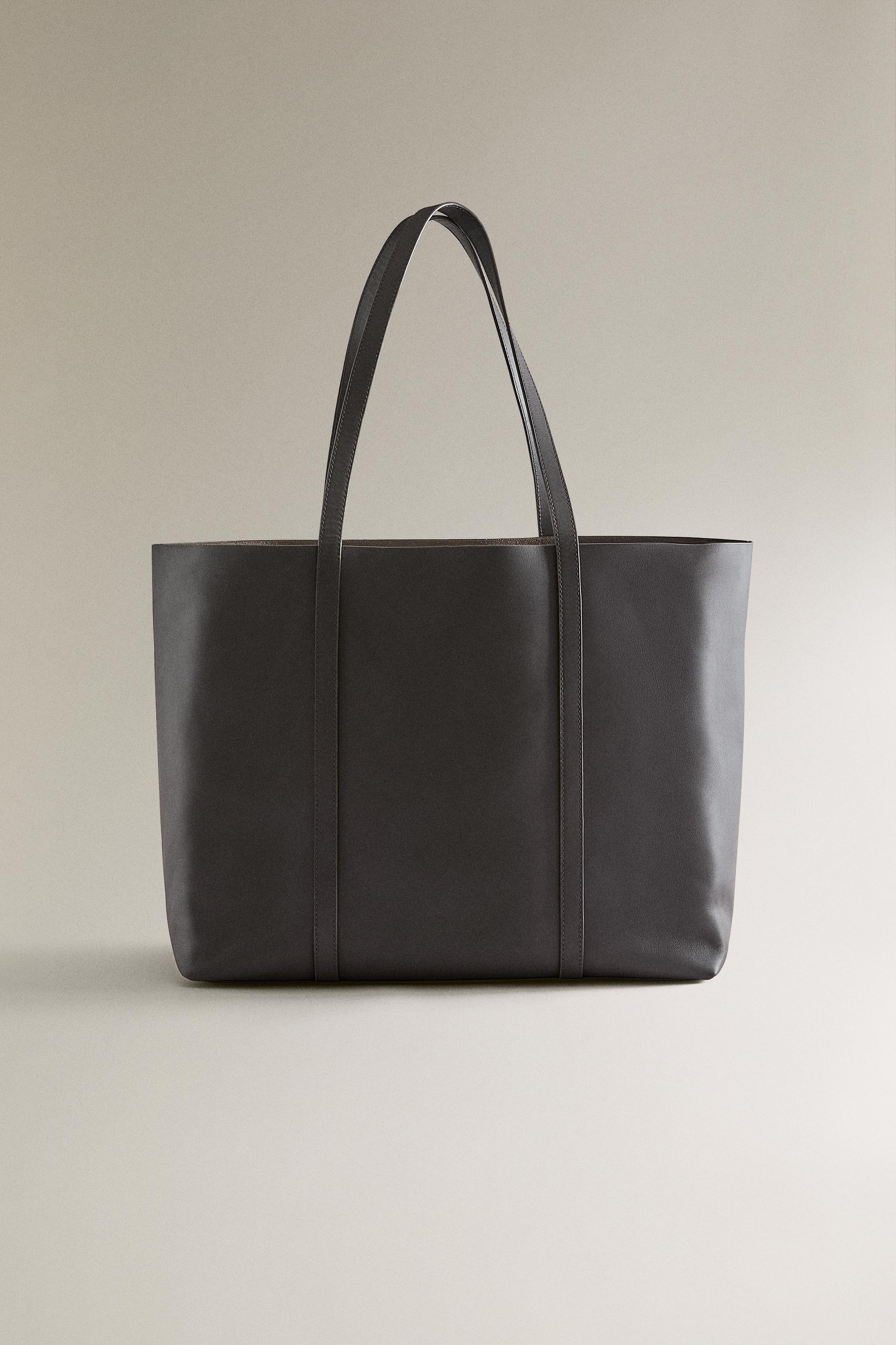 LEATHER TOTE BAG - Chocolate Brown | ZARA United States