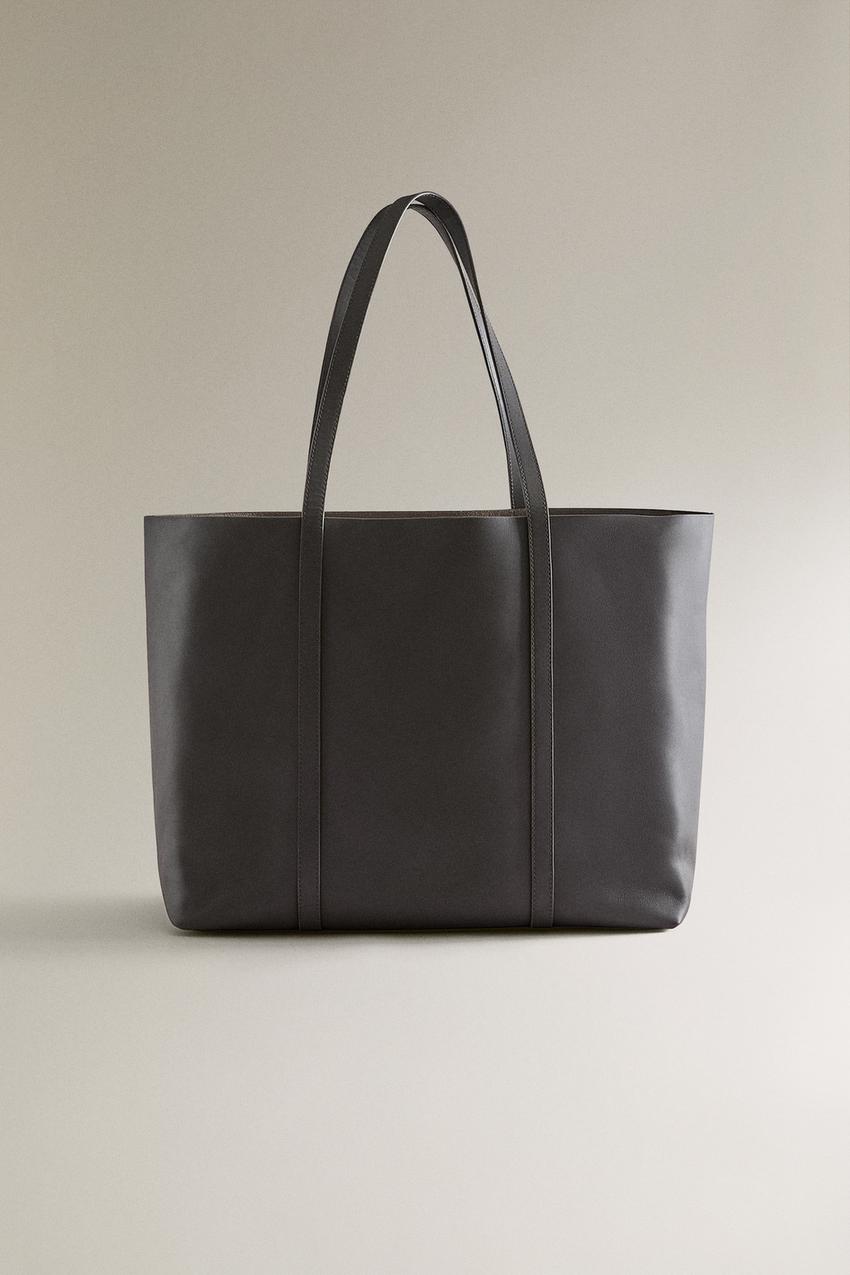 レザートートバッグ - チョコレートブラウン | ZARA Japan / 日本