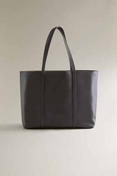 LEATHER TOTE BAG - Chocolate Brown by Zara - Image 0
