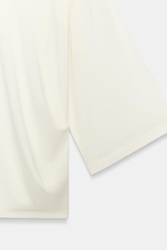 TOP ASYMÉTRIQUE AVEC PLIS - Écru de Zara - Image 8
