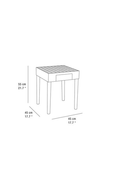 TEAK SIDE TABLE WITH MARBLE CHESS TOP - Black / White by Zara - Image 7