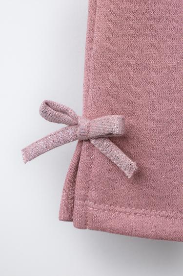 PANTALON EN MOLLETON LACETS BRILLANTS - Rose moyen de Zara - Image 3