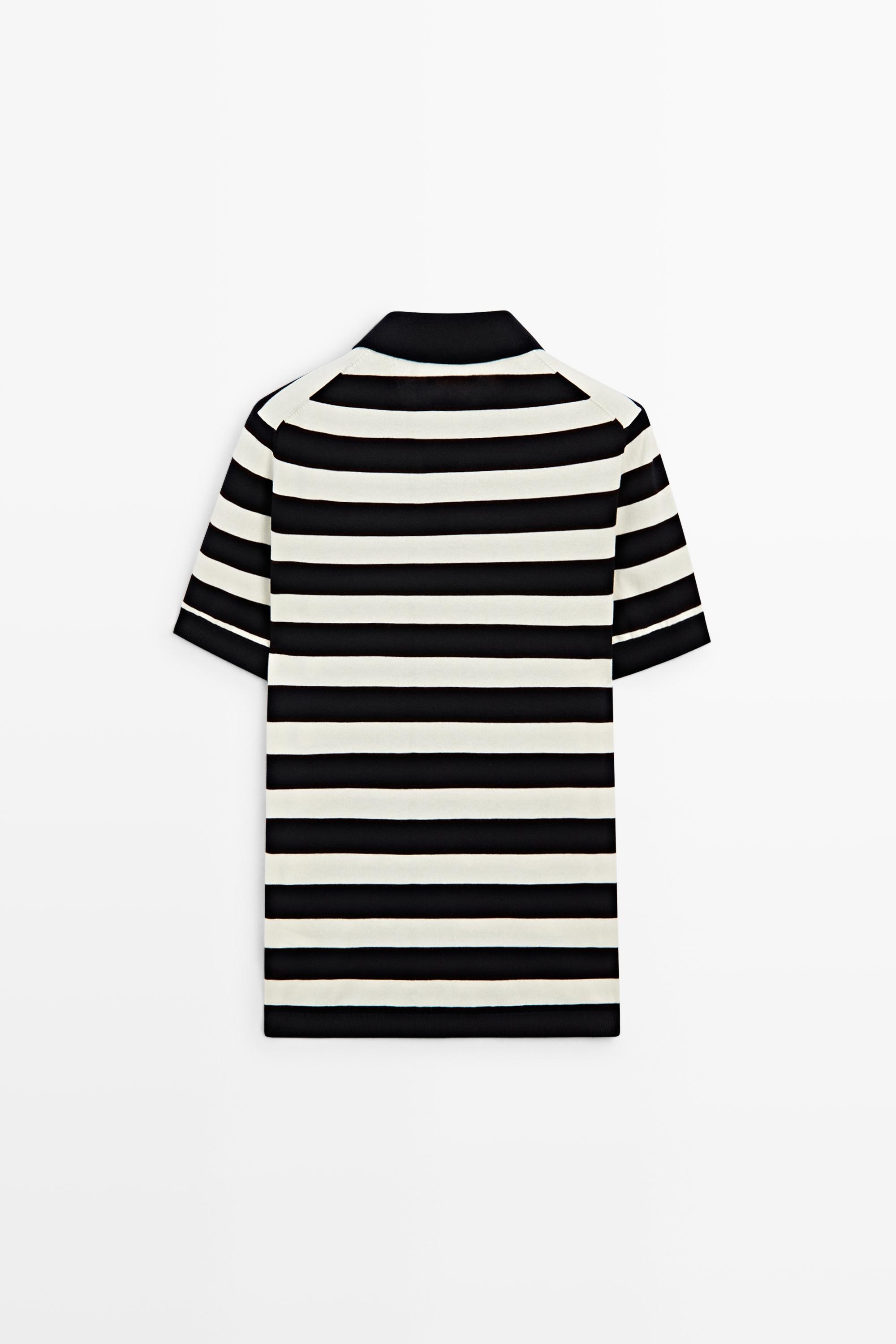 100% cotton striped knit polo shirt