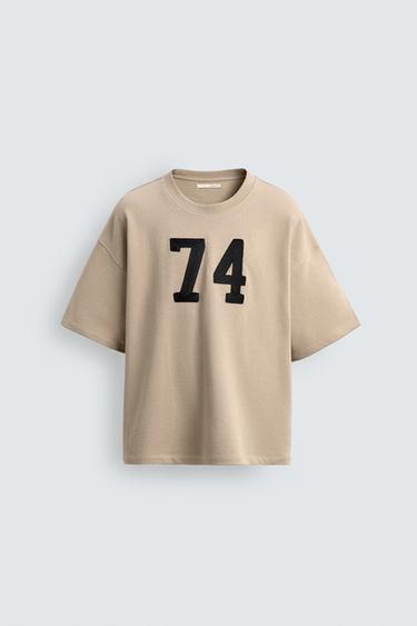 SUDADERA BORDADO NÚMERO - Beige de Zara