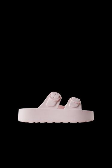 PLATFORM BUCKLE POOL SLIDES - Pink by Zara - Image 0