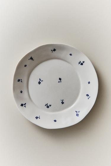 ASSIETTE PLATE PORCELAINE FLEUR - Blanc / Bleu marine de Zara - Image 5
