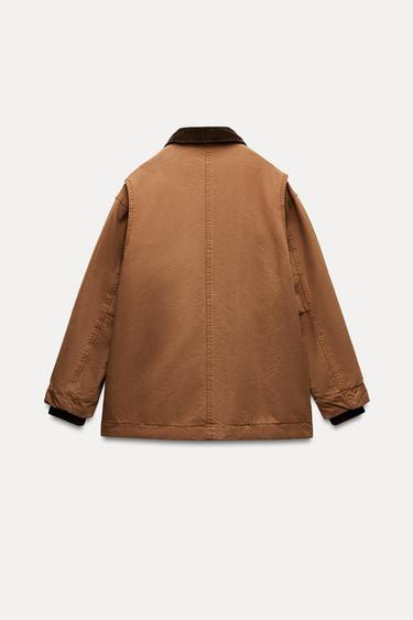 PADDED JACKET WITH CONTRAST COLLAR ZW COLLECTION - Caramel by Zara - Image 5