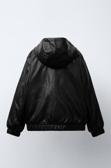 FAUX LEATHER PUFFER JACKET - Black by Zara - Image 3