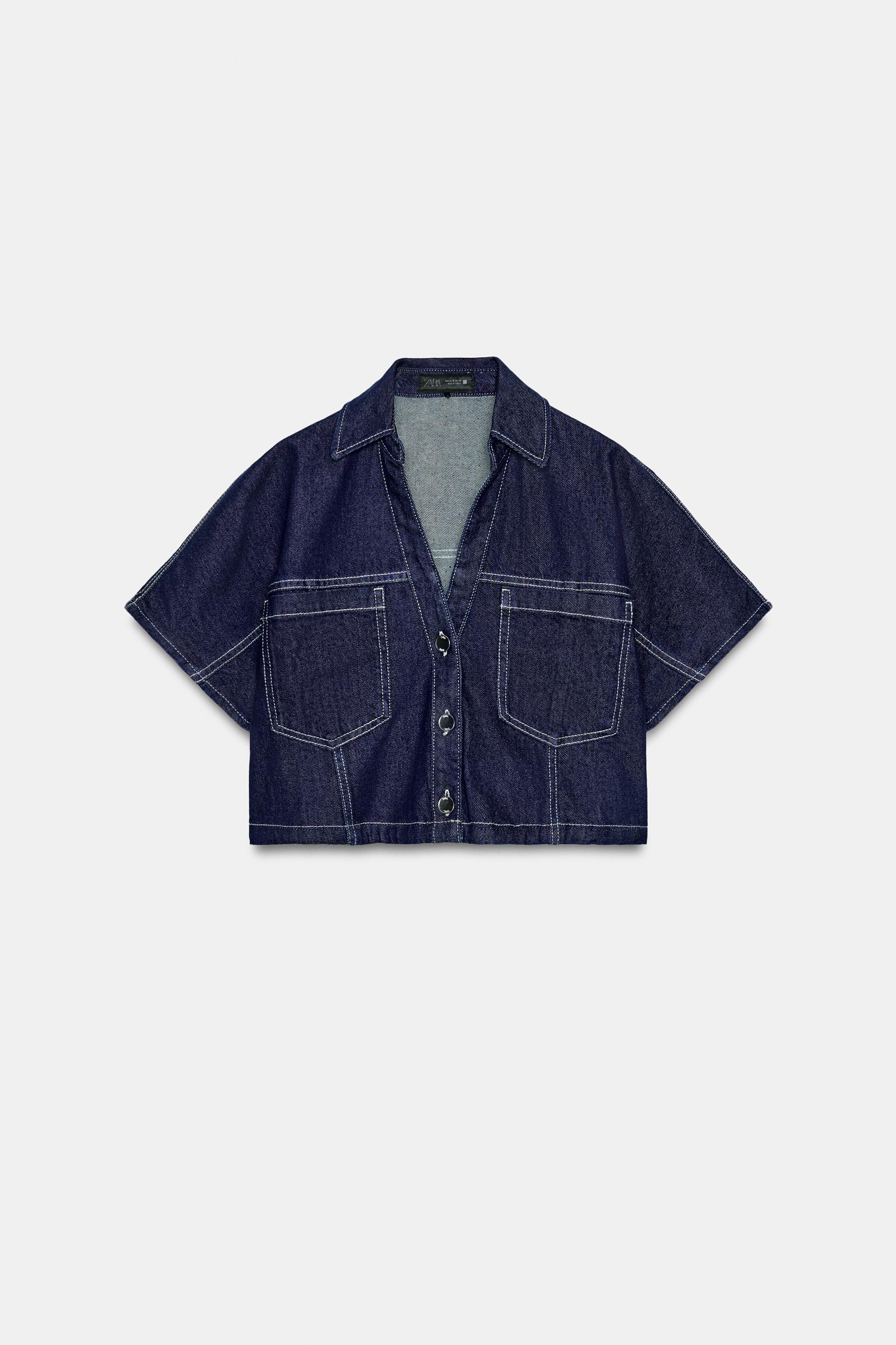 Женские рубашки Zara Z1975 CROPPED DENIM SHIRT — фото 6