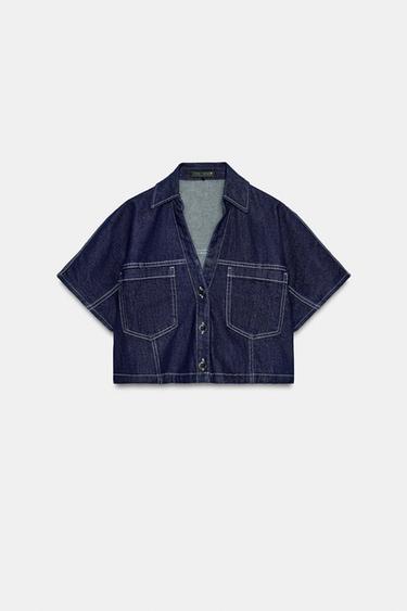 Z1975 SHORT DENIM SHIRT - Blue by Zara - Image 5