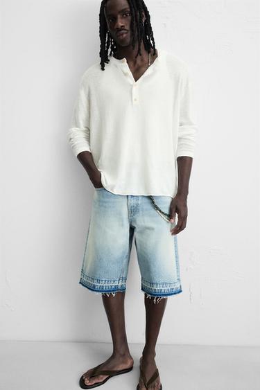 BAGGY FIT DENIM BERMUDA SHORTS - Light blue by Zara - Image 4