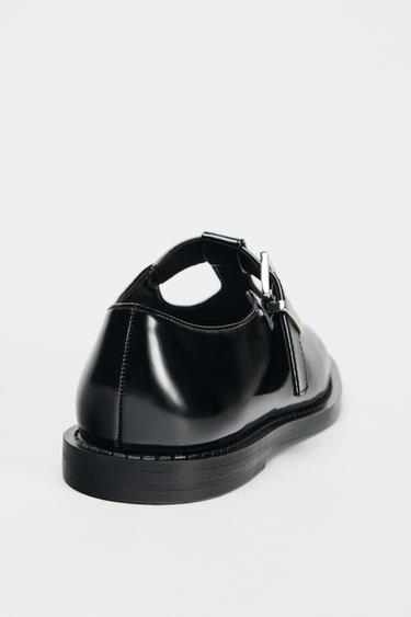 FLAT PATENT BROGUE SHOES - Black by Zara - Image 3