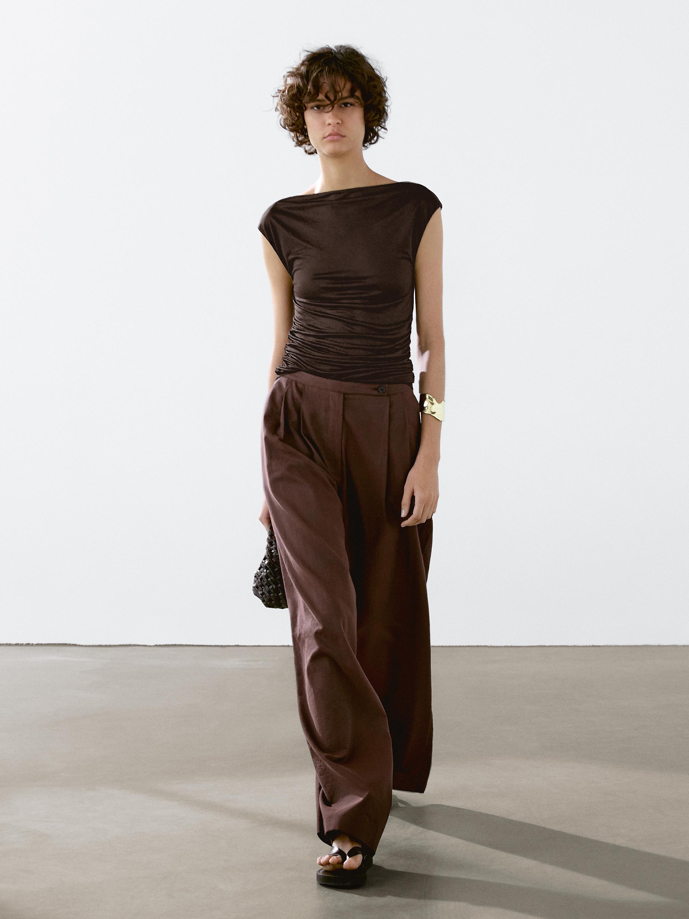 Top with draped detail - Burgundy | ZARA United States