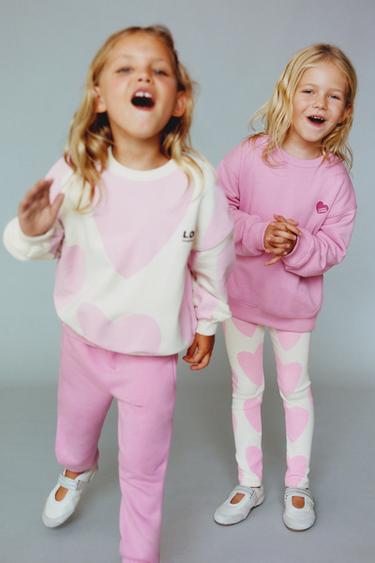 Zara PRINTED RIBBED LEGGINGS - Pink