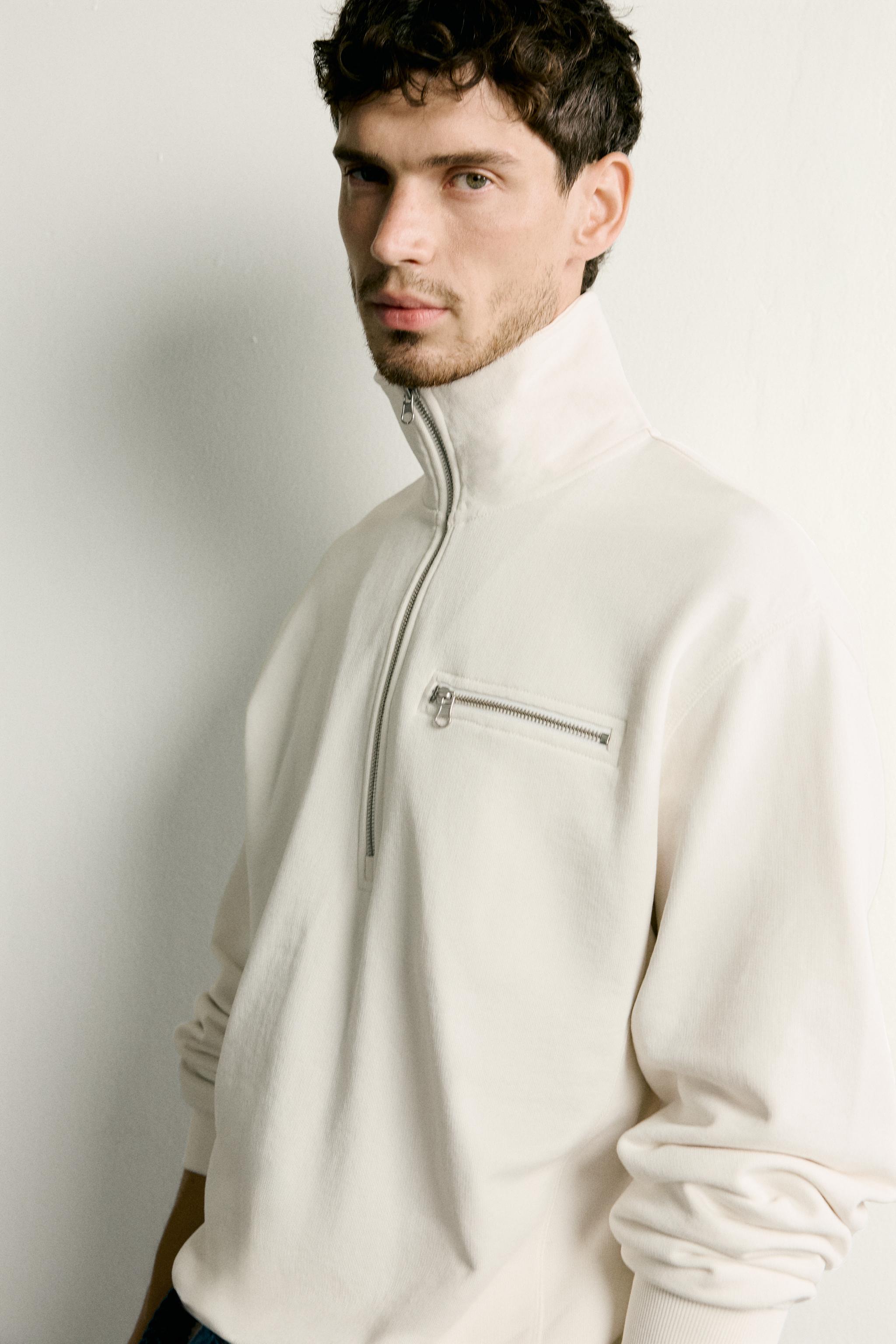Мужские худи Zara CONTRAST QUARTER-ZIP SWEATSHIRT — фото 5